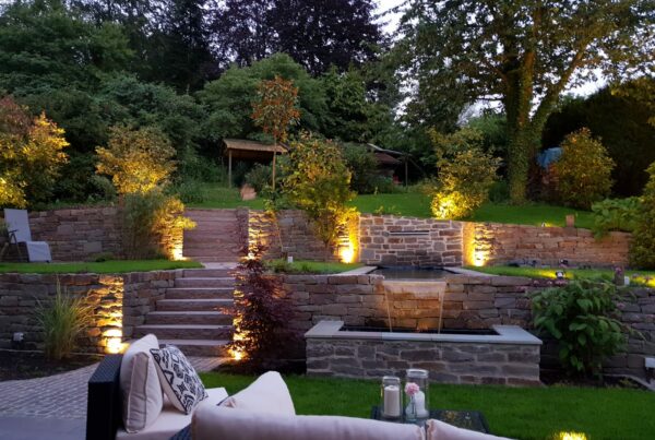 Garten mit schöner Beleuchtung